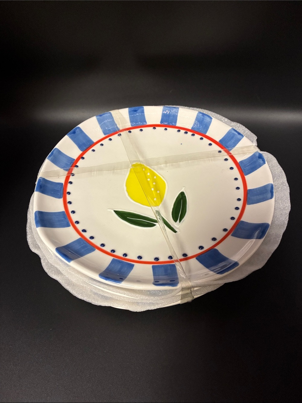 Yellow & Green Lemon Accent Dinner Plate set of 4